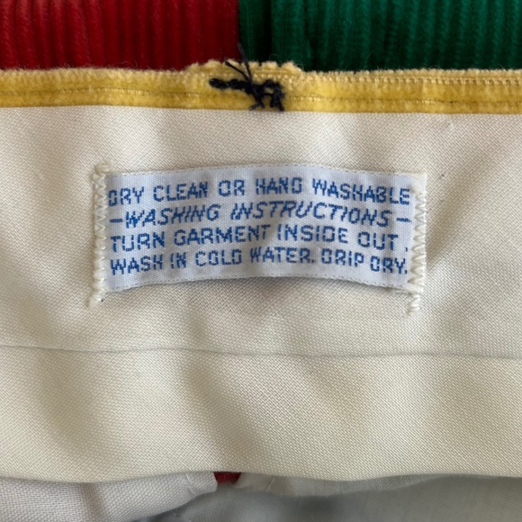 VTG Men Huntington Sz 36 Corduroy 4 Colorblock Pants Preppy Fun Pockets - Picture 6 of 10